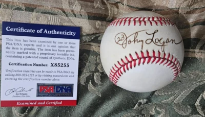 4X All Star Milwaukee Braves Johnny Logan autografiado NL béisbol PSA ADN certificado Foto 1 de 2