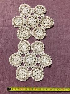 Pair Vintage Crochet Doilies Table Runner Shabby Small 2x - Picture 1 of 1