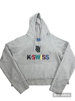 K-Swiss Hoodie Women's Sz M Axis Gray Cropped Pullover Sweatshirt School Travel - Image 1 of 4