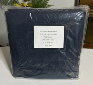 Restoration Hardware Thai Silk Solid Drapery RP 50"W x 108"L Indigo NEW $405 - Picture 1 of 11