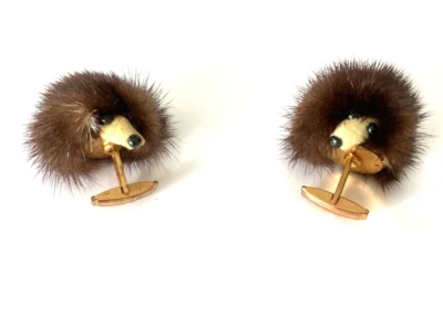 Abotoaduras de vison marrom escuro - Imagem 1 de 4