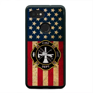 Fire Department Heroes Distressed USA Flag Case Cover For Google Pixel 3 3XL 2XL - Picture 1 of 5