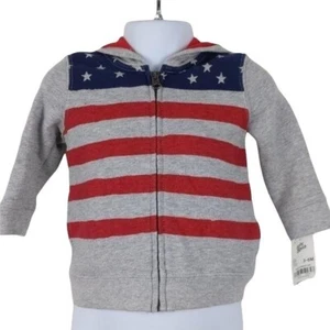 Baby B'gosh Kapuzenjacke amerikanische Flagge durchgehender Reißverschluss (neu mit Etikett) Unisex Baby Größe 3-6M - Bild 1 von 7