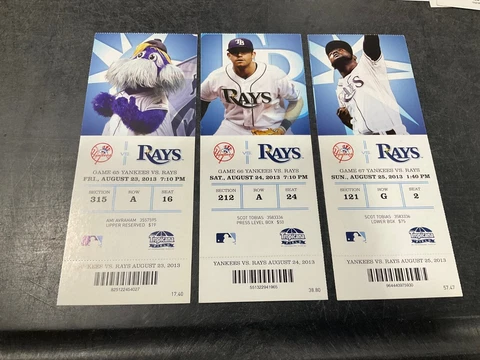 TAMPA BAY RAYS 2013 TICKET STUB 8/23/13-8/24/13 VS YANKEES Cover