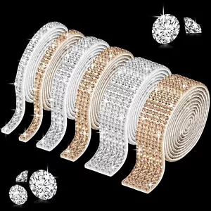 6 Rolls Bling Strips Crystal Rhinestone Ribbon Self Adhesive Sticker 2 mm - Picture 1 of 6