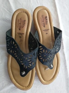 Spring Step Sandals Black Size 7.5 Womens Made In Italy Stylish Comfortable R7 - Picture 1 of 3