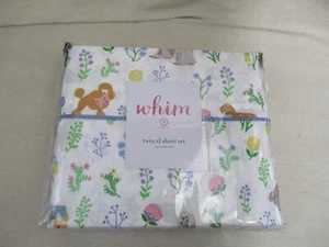 2022 Martha Stewart Whim Twin XL Sheet Set Bark Park Floral Dogs NWT - Picture 1 of 6