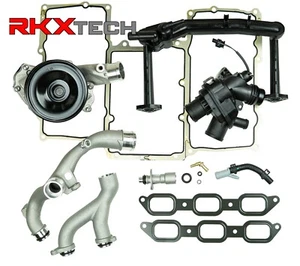 RKX Upgraded Metal / OEM Water Pump Coolant Pipe Set Thermostat Gaskets 3.0L JLR - Bild 1 von 10