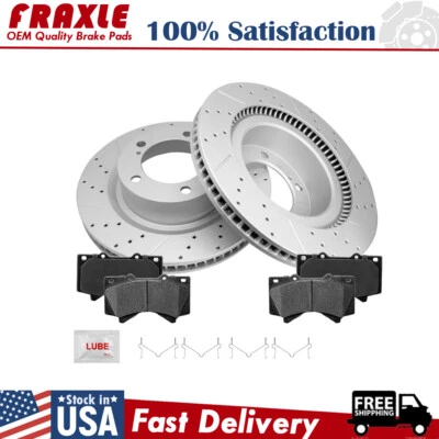 Rotores de freno delanteros perforados y pastillas de cerámica para Lexus Lx570 2016 2017 2018 - 2021 Foto 1 de 4