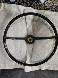 Steering Wheel Black 1964 Chevy Impala Chrome Horn Ring Emblem SS - Picture 1 of 15