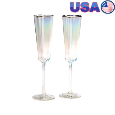 Juego de flautas de champán en forma de corazón copas tostadas iridiscentes celebraciones paquete de 2 Foto 1 de 4