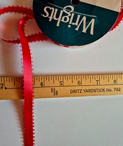 RED  SATIN FEATHER RIBBON DOUBLE SIDED  POLYESTER  2.5   YARDS  X  1/2"  WIDE - Picture 1 of 2