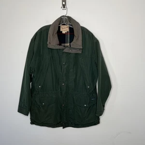 Vintage Woolrich Jacket Mens XL Dark Pine Green 6116 Plaid Wool Lined Parka 90s - Picture 1 of 19