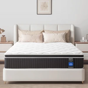 Full Mattress 10 Inch, Medium Firm, Memory Foam & Pocketed Coil Hybrid, Press... - Picture 1 of 7