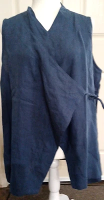 Bryn Walker Gaya Linen Wrap Blue Vest Women's  Medium  NWT Retails $138.00 - Image 1 of 3