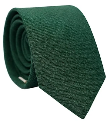 BELLUNO Men's Skinny Ties, Cotton Linen Blend 2.5 inch Solid Neckties  - Image 1 of 4