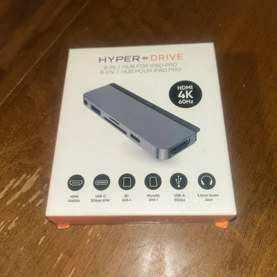 Hyper HyperDrive 6-In-1 USB-C Hub for iPad Pro Grey Hd319b OPENBOX - Image 1 of 3