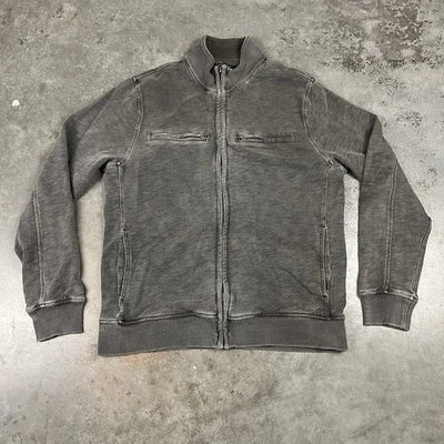 Chaqueta Lucky Brand Para Hombre Gris Mediana Cremallera Completa Grunge Y2K Usada Foto 1 de 4