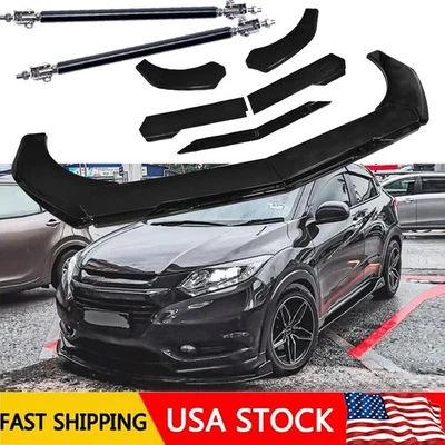 Front Bumper Lip Splitter Spoiler Glossy Black Body Kit For Honda HRV HR-V Foto 1 de 4