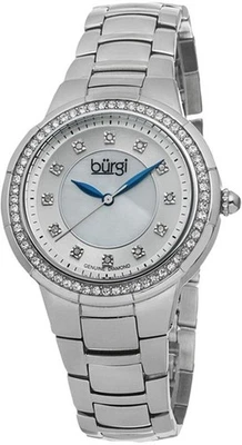 Relógio feminino Burgi BUR093SS suíço quartzo marcadores de diamante azul tom prateado - Imagem 1 de 4