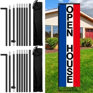 2 Pcs Feather Flag Pole Kit 8.9ft Custom Rectangle Feather Flags Pole with Ca... - Picture 1 of 7