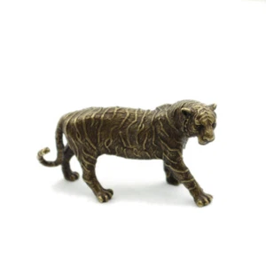 Antique Statue Brass Tiger Figure Tea Pet Feng Shui House Decor Collection Home - Picture 1 of 5