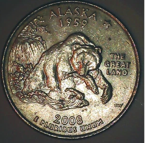 2008-D Alaska State Quarter Coin DDO Toe error Die chip RARE 25c - Picture 1 of 6