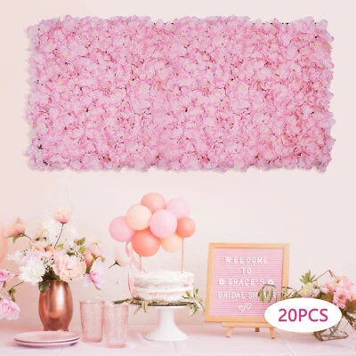 Paneles de pared de flores artificiales 20 piezas decoración floral utilería boda fiesta decoración local Foto 1 de 4