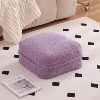 Lamb Wool/PU Footstool Cover Round Pouffe Cushion Cover Unstuffed No Filling 1x — 第 1/4 张图片