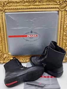 Prada Botines Sneakers De Nappa Y Gabardina Técnicos Negros N°36.5 Full Set - Imagen 1 de 24