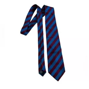 Dormeuil business tie Since 1842 France 100% Silk blue burgundy striped classic - Picture 1 of 3