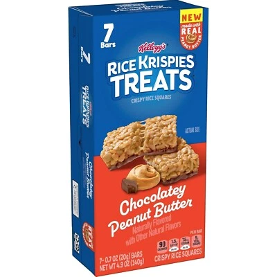 Kellogg's Rice Krispies Treats 7-Bars CHOCOLATEY PEANUT BUTTER Squares BB 9/2025 - Image 1 of 3