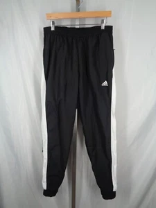 Adidas Nylon Wind Pants Size Medium Mens Jogger Colorblock Black White Gray - Picture 1 of 10