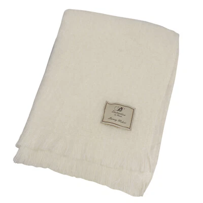 Luxury Mohair Bronte By Moon Wool Ivory Throw Soft Natural Decor British Woven - image 1 of 4