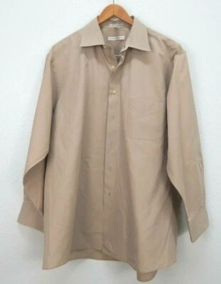 Camisa de vestir para hombre Geoffrey Beene beige manga larga mezcla de algodón XL Foto 1 de 4
