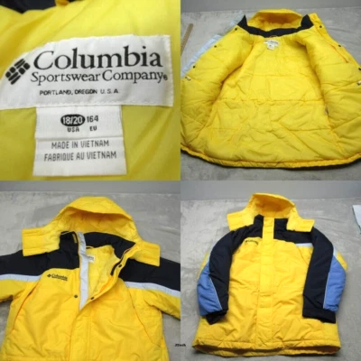 Columbia Fire Ridge Parka Youth 18/20 Yellow Snap Hood Insulated Full Zip Jacket - Image 1 of 4