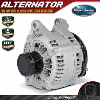 Alternador para Ram 1500 Classic 2500 3500 4500 5500 220 Amp 12 Voltios CW 6 Ranuras Foto 1 de 4