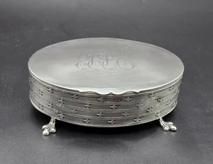 Antique Victorian Sterling Silver Footed Jewelry Box/UK/Jones & Crompton/1908 - Picture 1 of 14