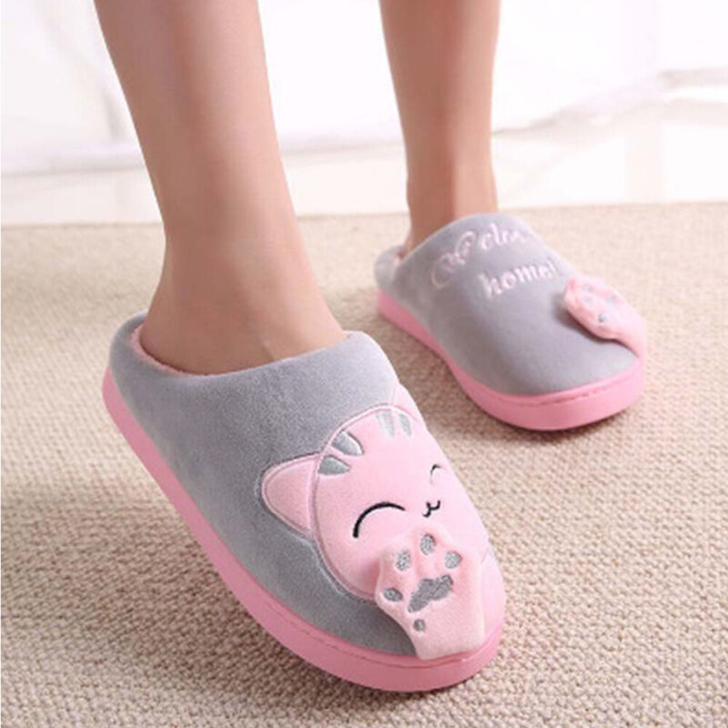 Cheap Outlet Store Cute Cat Plush Slippers Indoor Winter Warm Soft Anti-Slip House Shoes Womens