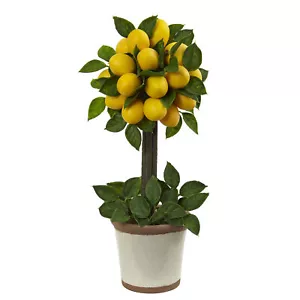 Lemon Ball Topiary Arrangement Faux Green Leaves Decor - Picture 1 of 1