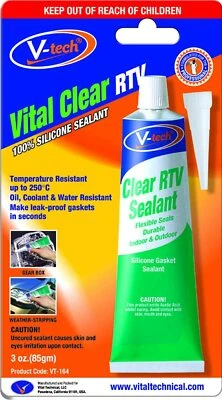 VT-164 Quality V-Tech Brand Vital Clear RTV Silicone Instant Gasket Maker (85gm)