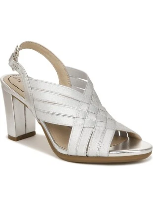 "Sandalias Lifestride Amy plateadas 3"" tacones nuevas en caja marcadas 6W se ajustan como 6M originales $57" Foto 1 de 4