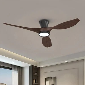 52 Inch Ceiling Fans with Led Lights Remote Control Flush Mount Low Profile f... - Picture 1 of 7