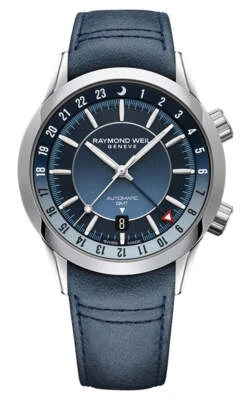Raymond Weil Freelancer GMT Automatic Blue Leather Mens Watch 2761-STC-50001 - Image 1 of 3