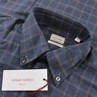 Luciano Barbera NWT Button Up Sport Shirt Size S In Blue & Tan Plaid Flannel