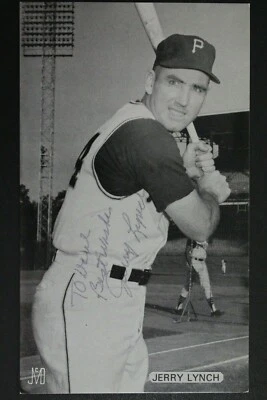 Cartão postal autografado 3x5 assinado por Jerry Lynch (d.2012) Pittsburgh Pirates McCarthy - Imagem 1 de 3