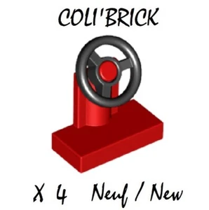 Lego 3829c01- 4x Volant / Vehicle Steering Stand 1x2 - Rouge / Red - NEUF - Imagen 1 de 1