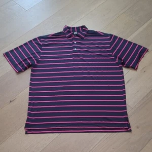 FootJoy Polo Men's Large Pink Blue Striped Short Sleeve Casual Golf Shirt Adult - Picture 1 of 10