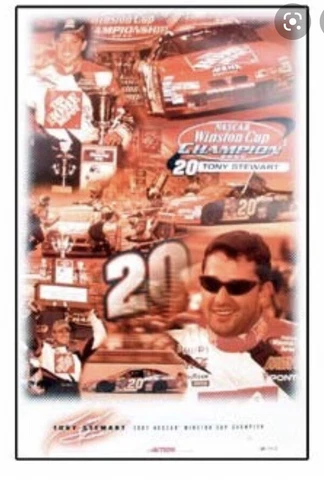 Tony Stewart 2002 Winston Cup Champion Poster NASCAR Action #20 Home Depot Smoke Cover