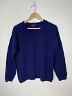 New York & Company Womens Medium Sweater 100% Wool Navy Blue VNeck NY&CO Vintage